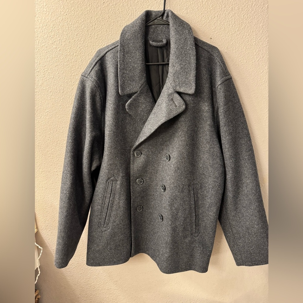 Men's Gray Peacoat. NWT Size 3XL